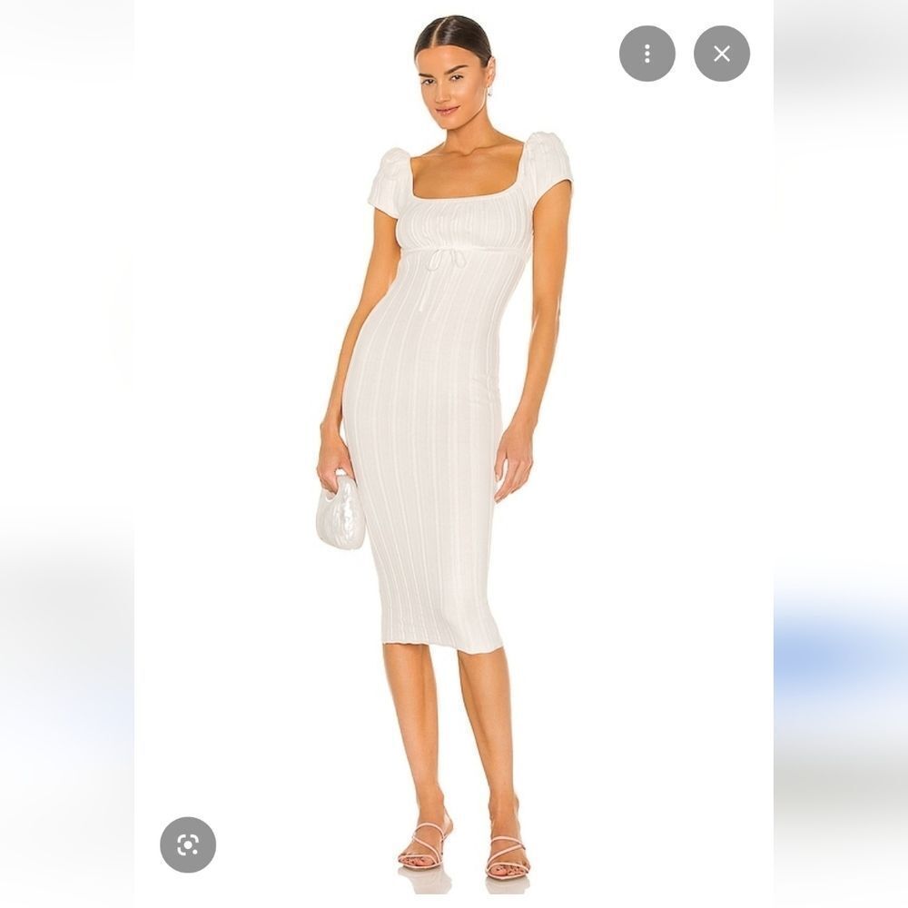LPA Revolve Coco Dress Ivory Ribbed Sweater